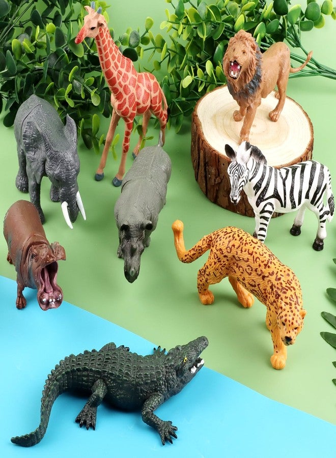 Lemicin 8PCS Large Solid Safari Animals Figures Toys Realistic Jungle Wild Animal Figurines African Wildlife with Giraffe Lion for Kids Boys Girls Toddlers 3-5 Years Old Birthday Gift Party Favors - Image 2